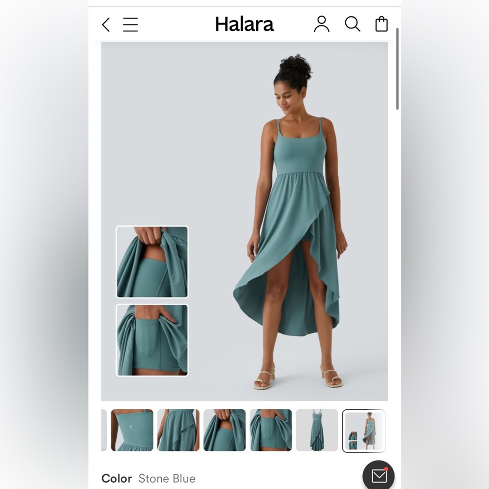 Halara Breezeful High Low 2-Piece Flowy Midi Quick Dry Casual Dress Blue Large